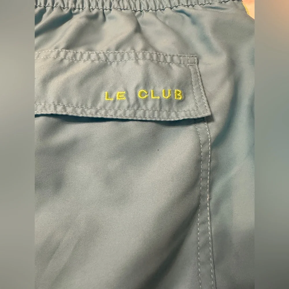 Le Club Skyline Mid Length Swim Trunks - NWT - Size XXL - Blue w/ Orange Accents